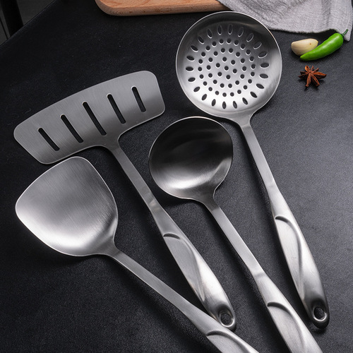 S-shaped hollow handle 304 stainless steel kitchenware set household cooking stainless steel spatula kitchen supplies seven-piece gift