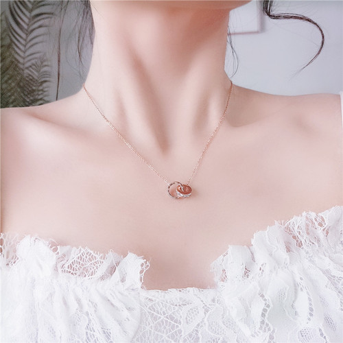Minimalist Art Deco Roman Numerals Full Diamond Titanium Steel Necklace Geometric Personalized Versatile Clavicle Chain Accessory Instagram Style