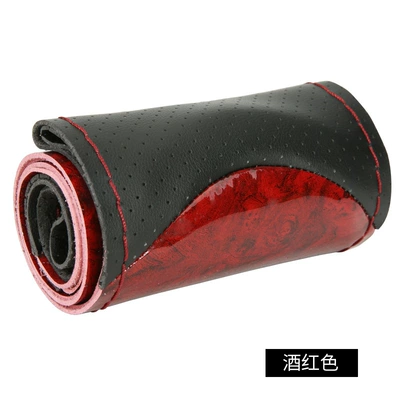 Crystal mahogany fashion sports hand Steering wheel cover - ultrafine-leather-perforated-wine-red-38cm