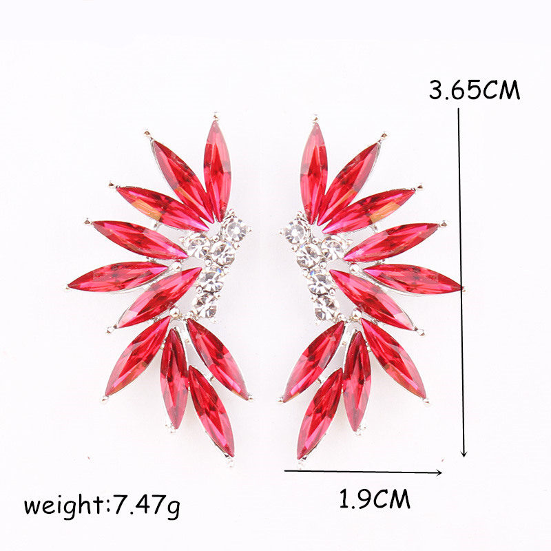 10g Weight 1 Pair Glam Wings Alloy Plating Resin Rhinestones Women's Drop Earrings