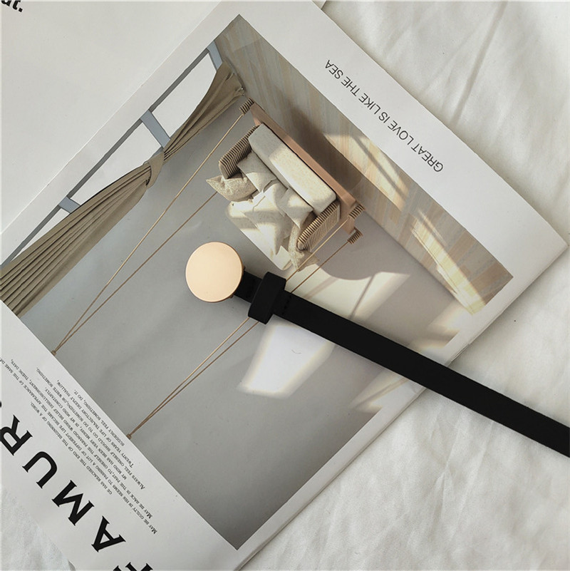 Japonés ins estilo artístico simple cinturón delgado de las mujeres negras Cinturón de moda de estilo coreano de las mujeres cinturón casual pantalones a juego