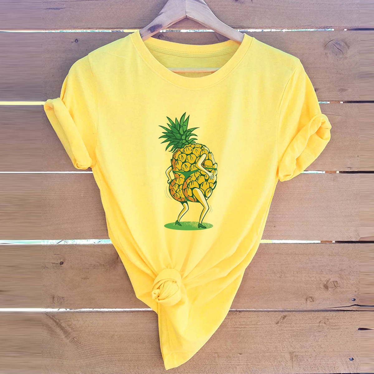 casual pineapple print short-sleeved women s T-shirt NSSN1777