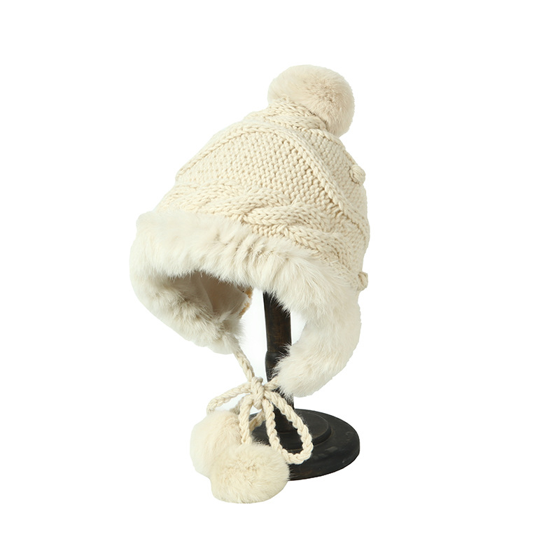 Cute Ears Thick Wool Hat Cape