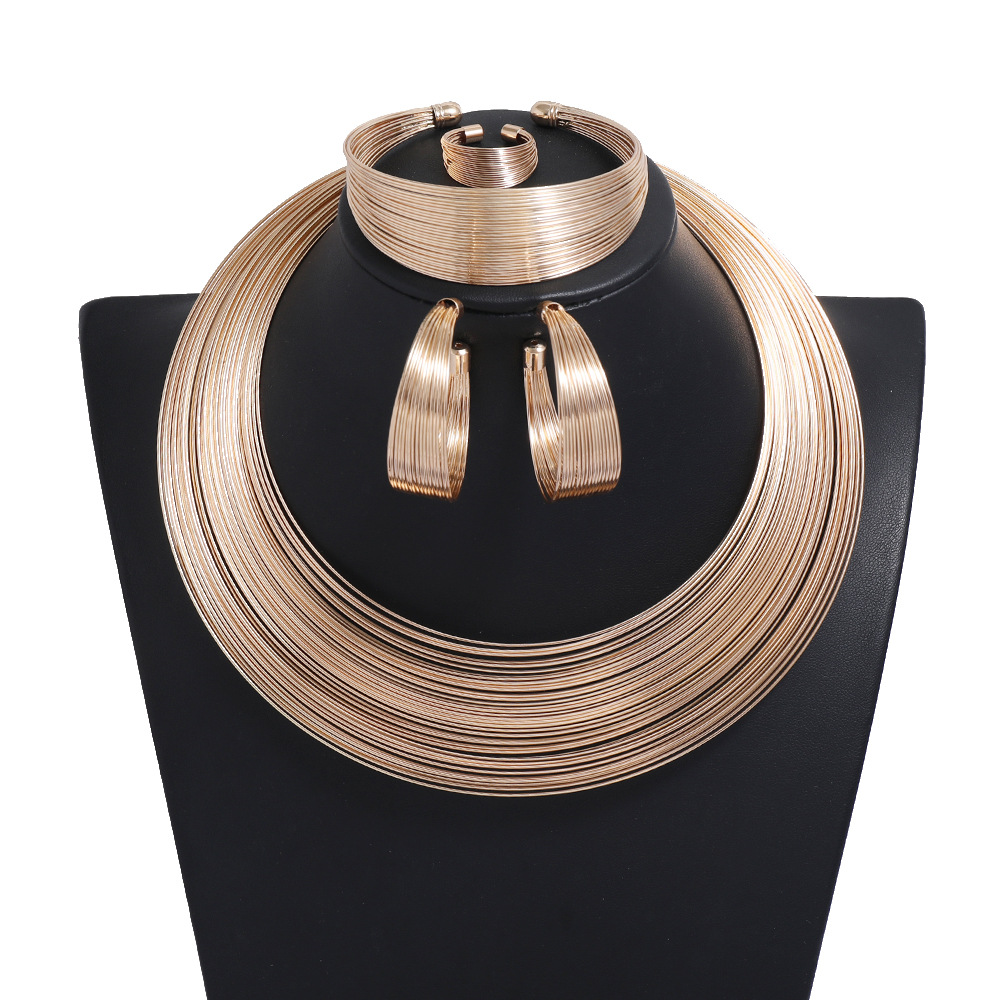 Wedding Occasion Basic Classic Style Solid Color Alloy Wholesale Rings Earrings Necklace