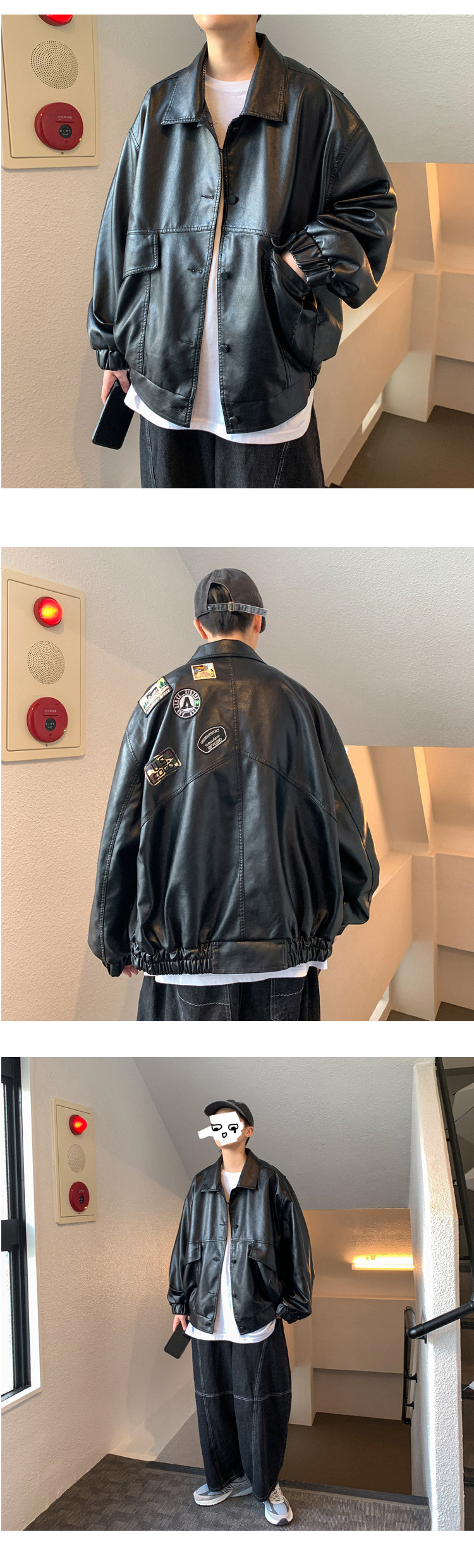 Men's Jacket Pu Leather Oversized Motorcycle Style For Men_voghion.com