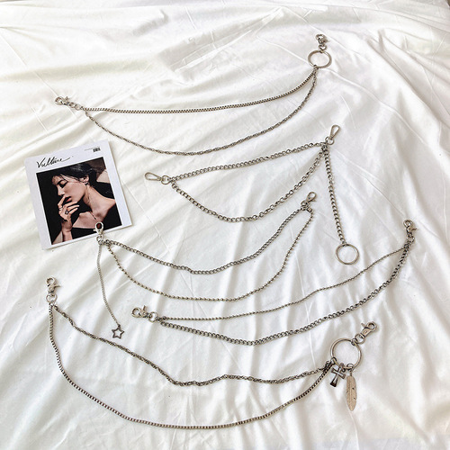 Butterfly Chain Women's New Fashion Metal Versatile Hip-hop Ins Style Matching JK Dress Skirt Jeans Pants Waist Belt Decoration 