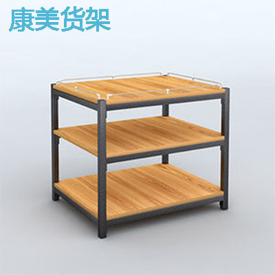 厂家直供超市货架牛奶食品油酒类三层钢木货架地堆商场饮料展示架