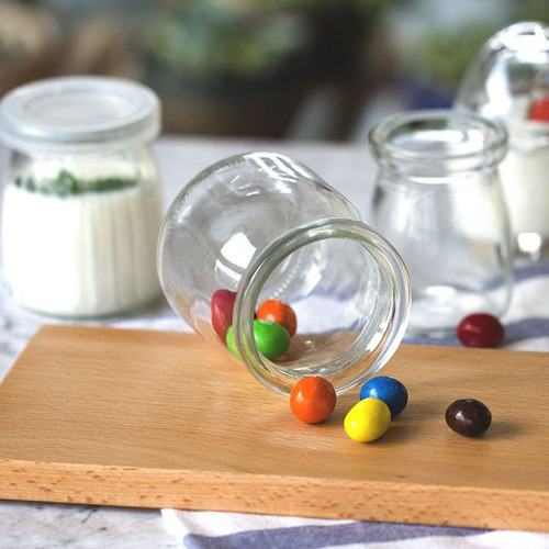 Thickened sealed iron lid pudding bottle glass vertical pattern pudding cup yogurt bottle glass baking mold mousse cup jelly