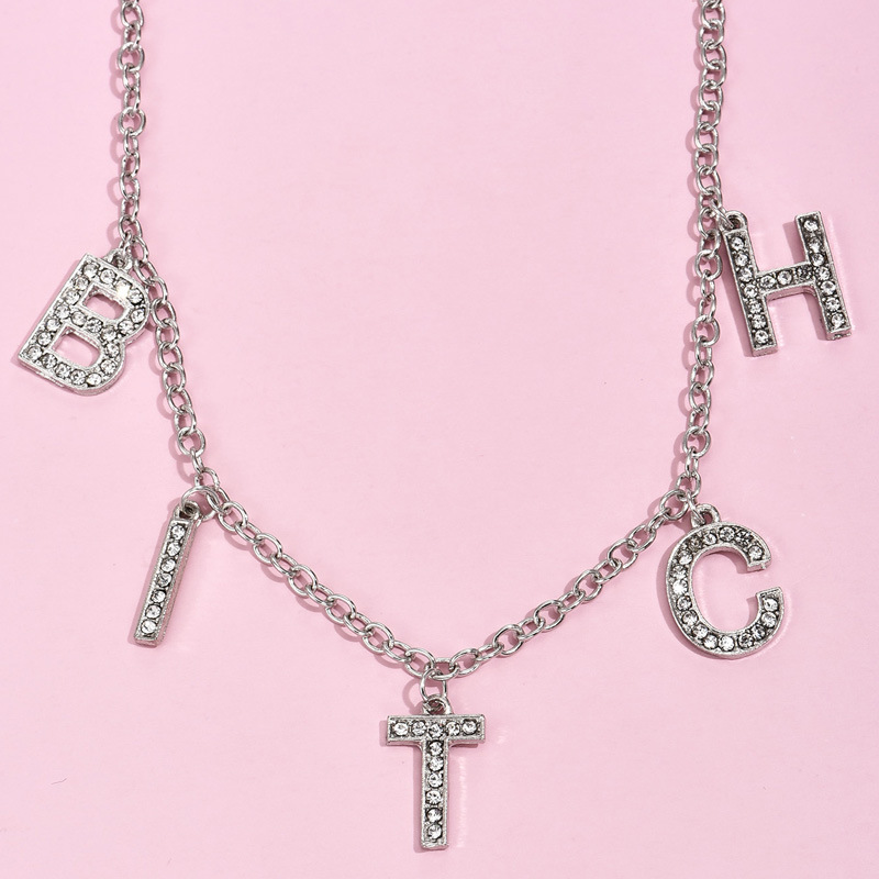 New Multi-layer Letter Full Diamond Pendant Necklace Combination display picture 2