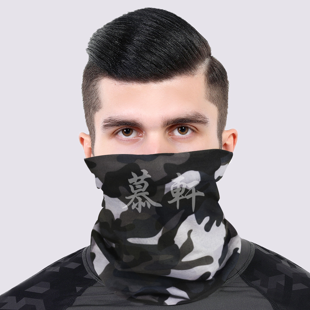 海军迷彩欧美户外百变魔术头巾面罩围脖数码丝巾无缝印花头巾|ms