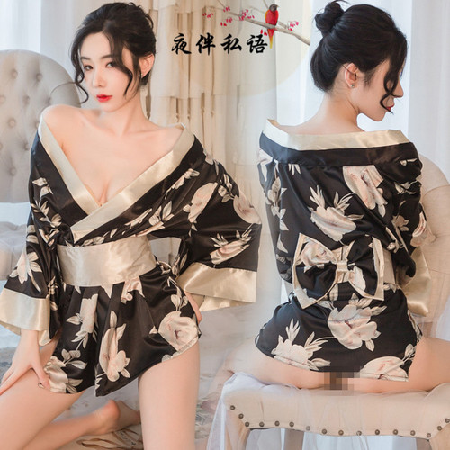 Sexy underwear Japanese kimono women's long catwoman sauna sauna kimono sexy suit seductive ladies chiffon