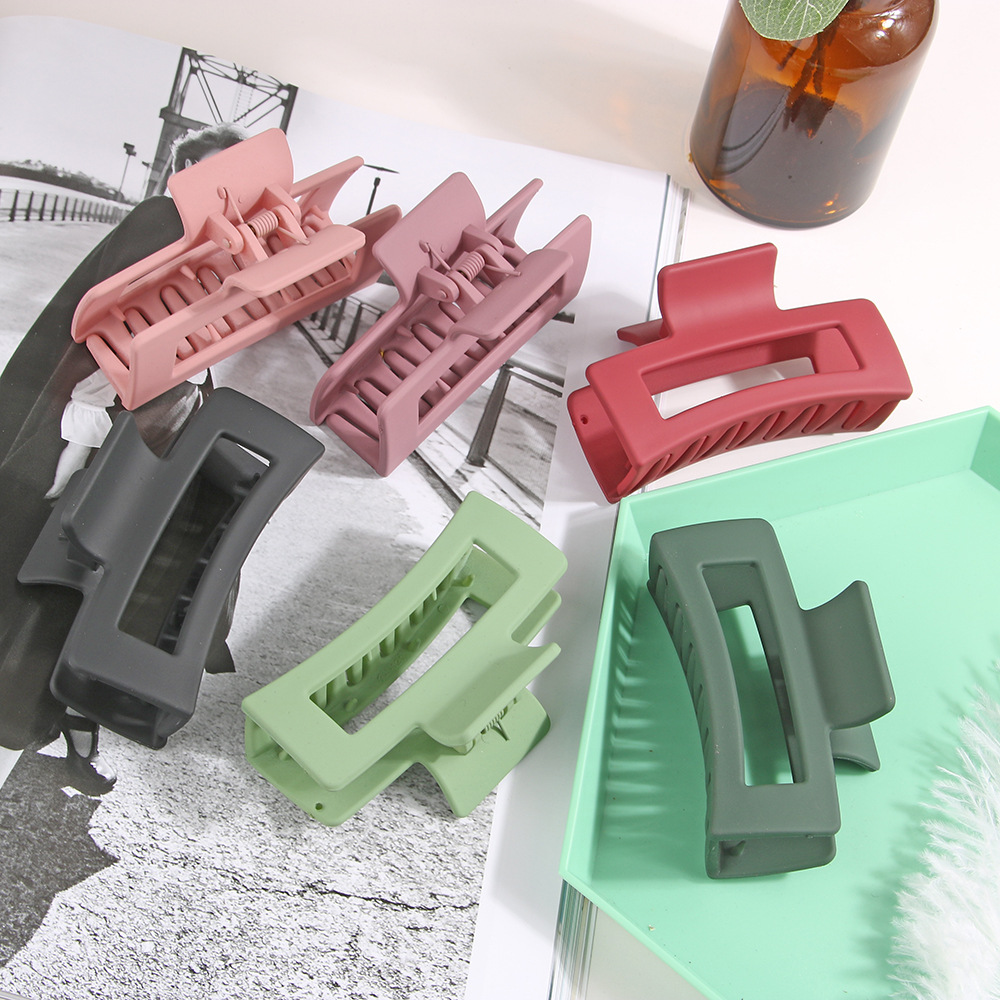 Arylic Material Geometric Pattern Solid Color Frosted Acrylic Rectangular Large Hair Clip