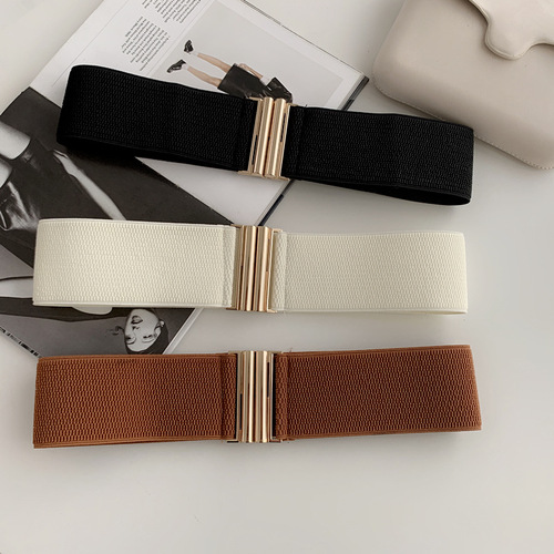 Autumn and winter new elastic elastic women's wide belt decorative fabric with dress waist slimming girdle