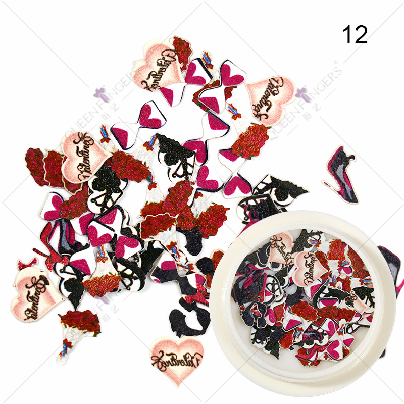 Princesa accesorios de uñas ins estilo color mezclado Año Nuevo Día de San Valentín flor Rosa parche de uñas pieza de pulpa de madera