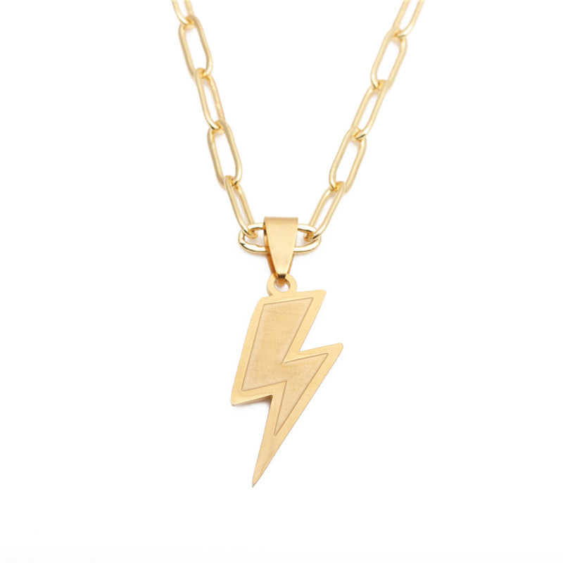 Titanium Steel Lightning Necklace display picture 2