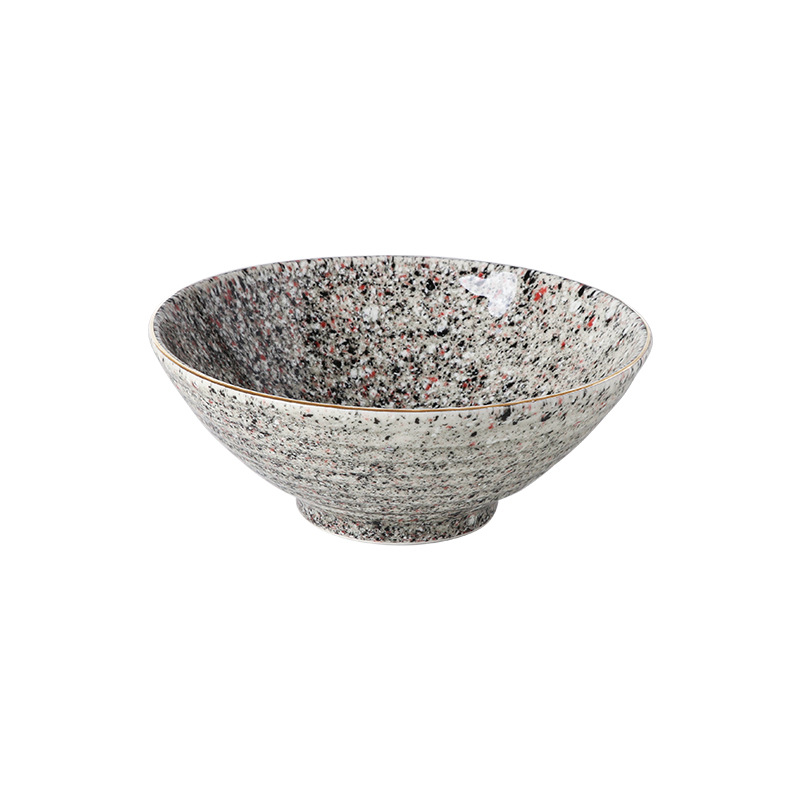 Horno de estilo japonés Flor de lluvia esmalte tazón de fideos de cerámica tazón de ensalada de frutas borde dorado mármol sombrero de paja tazón cubo tazón de sopa grande