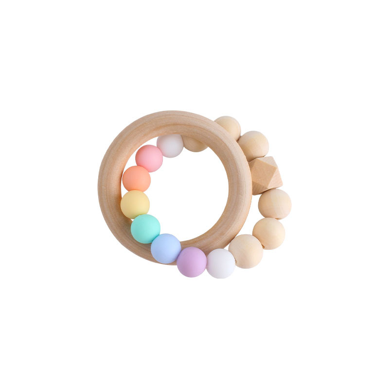 Nueva DIY creativo Hemu anillo macaron color juguete teether Seguridad Protección del Medio Ambiente pulsera de cuentas silicona teether