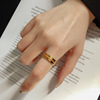 Tide, matte fashionable ring stainless steel, Korean style, 750 sample gold, on index finger