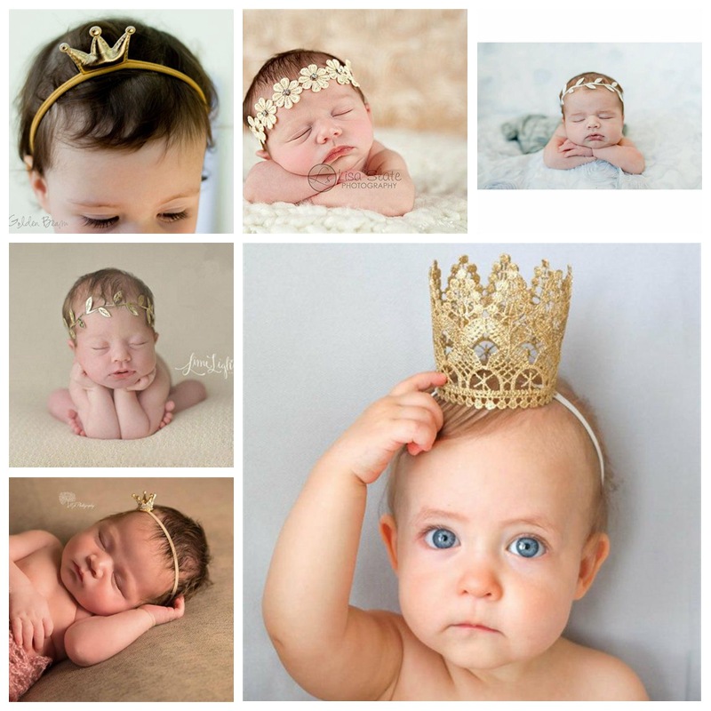 Newborn gold leaf headdress crown hairba...