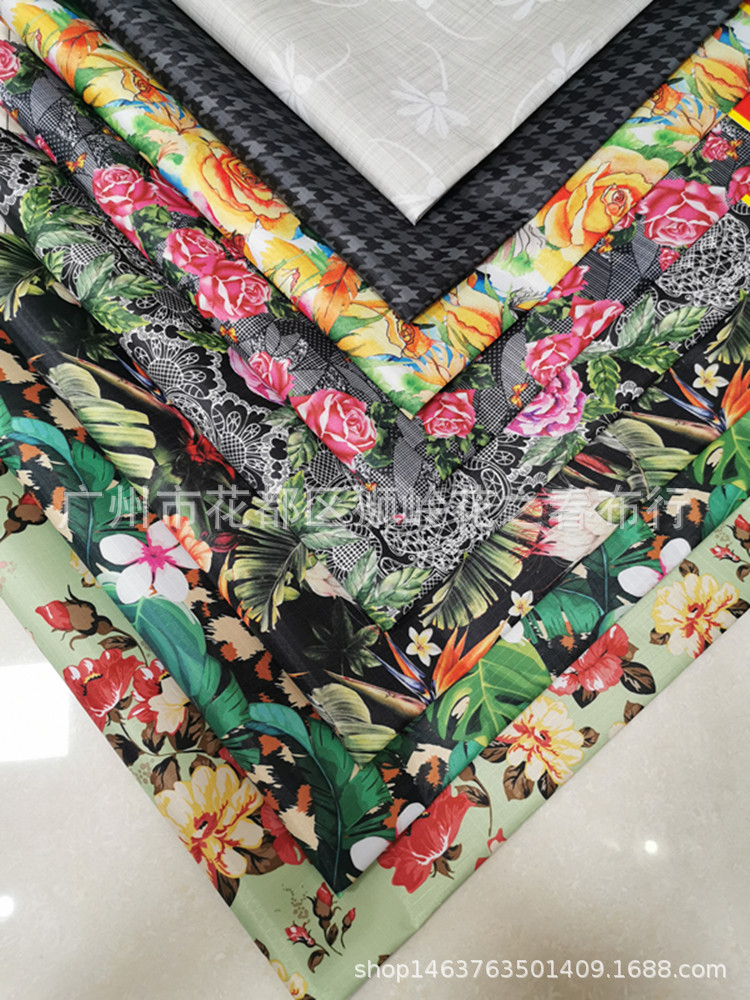 花之春数码印花210D牛津格子PVC印花面料批发一手货源厂家直销