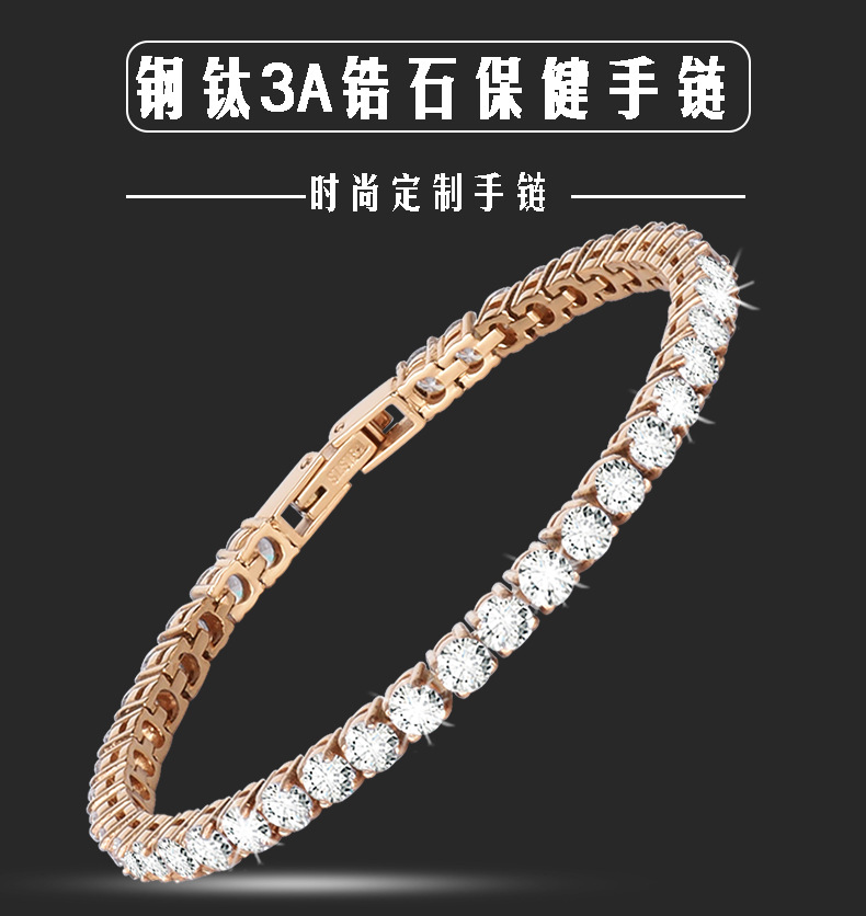 classic tennis golden bracelet stainless steel with zircon
