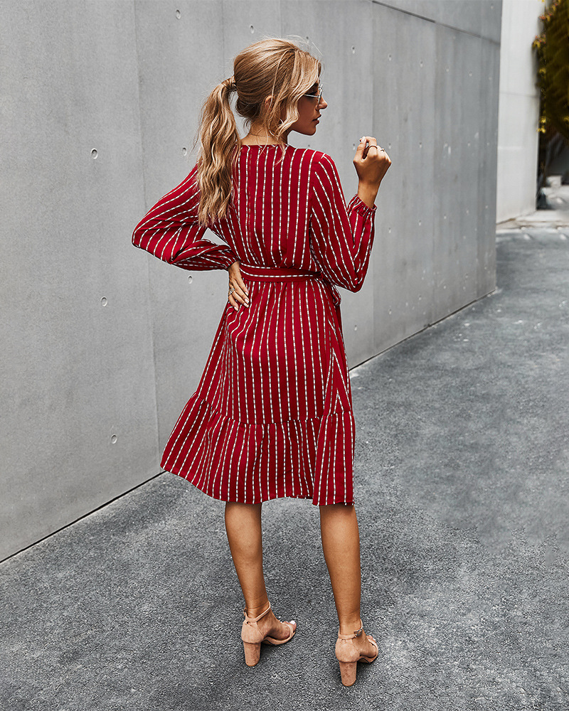 autumn 2020 simple striped dress for women NSKA215