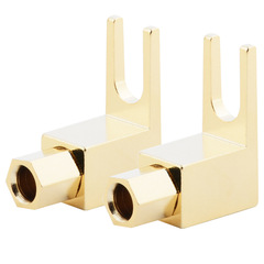 全銅鍍金香蕉轉換頭U型接線柱 Y插轉4MM香蕉插座喇叭線轉換叉頭