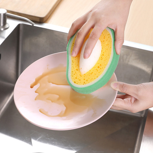 Creative kitchen fruit style thickened sponge scouring pad, powerful decontamination dishcloth, rag, dishwashing dish towel