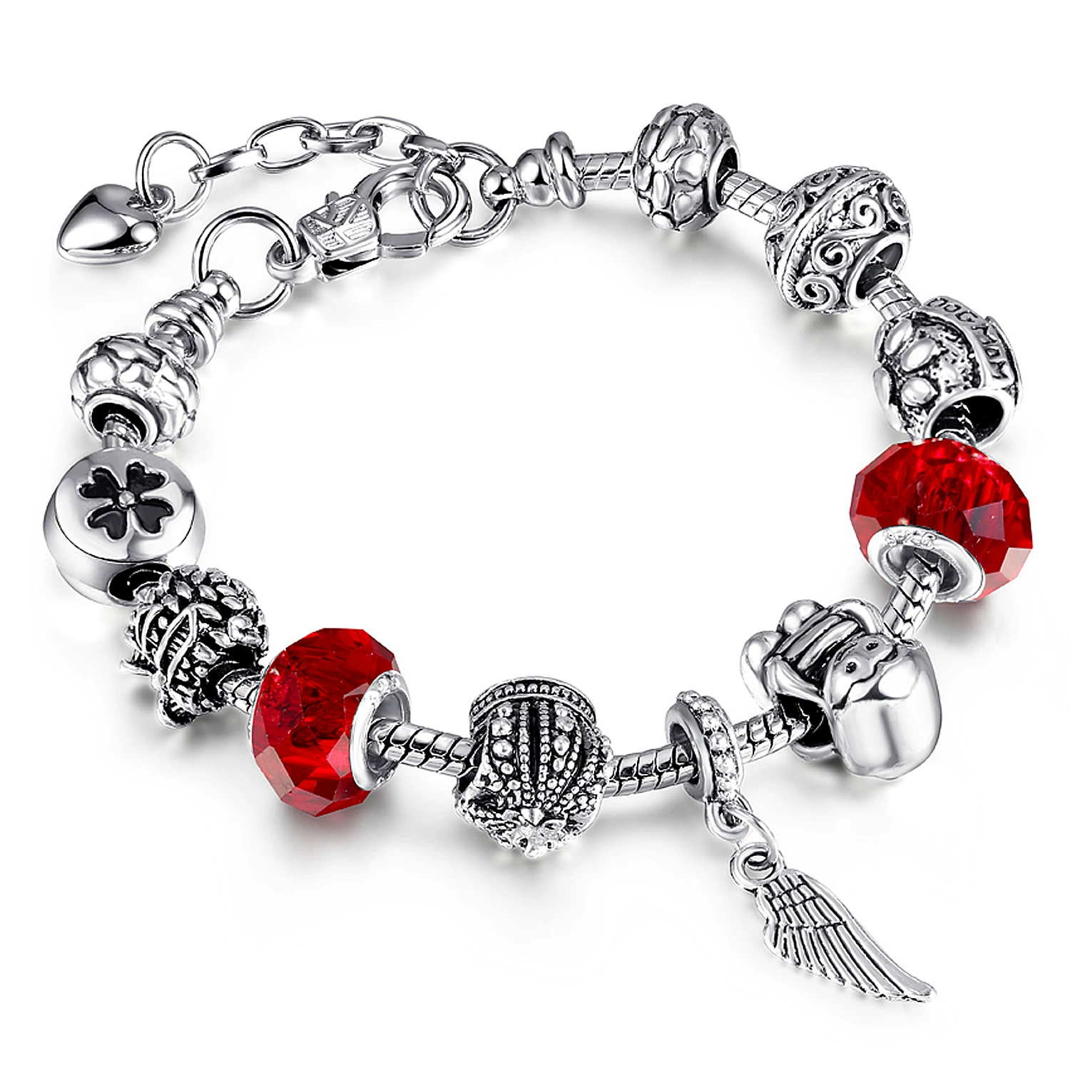 Браслет-талисман CHARMS SL74, серебрированная сплавная крупная бусина, регулируется 18–21 см
