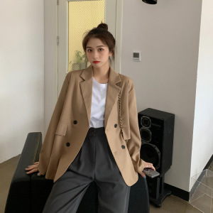 2020初秋炸街 胖mm网红chic小西装外套女设计感西装外套