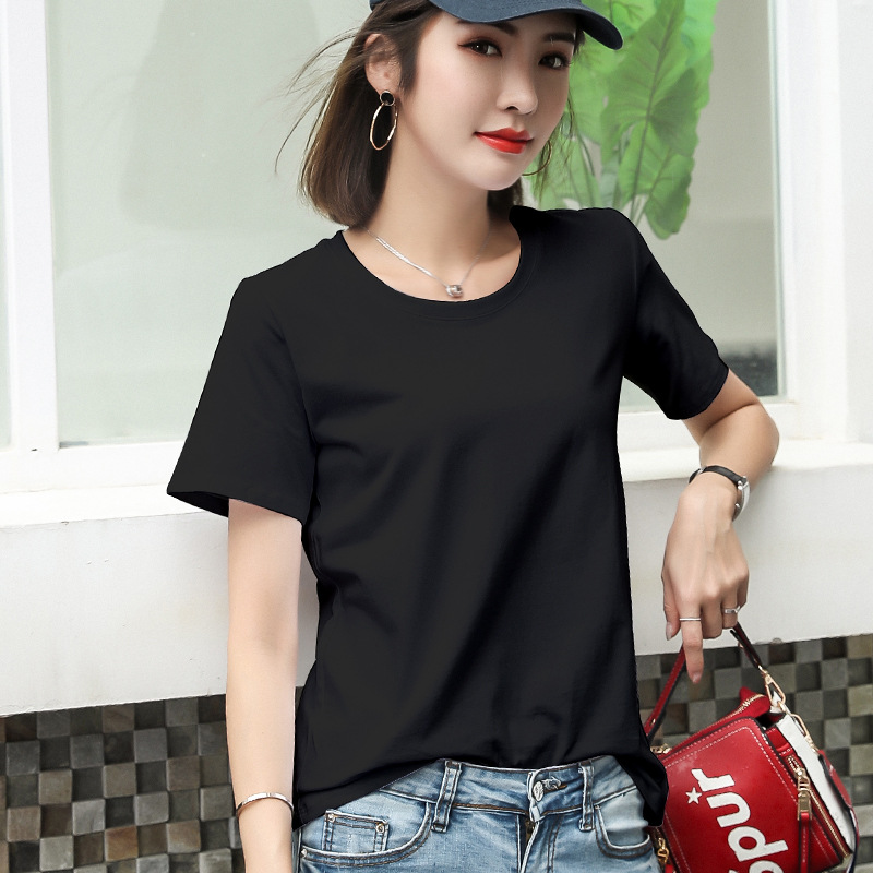 Autumn cotton solid short trend T-shirt, Korean style, oversize, plus size 2