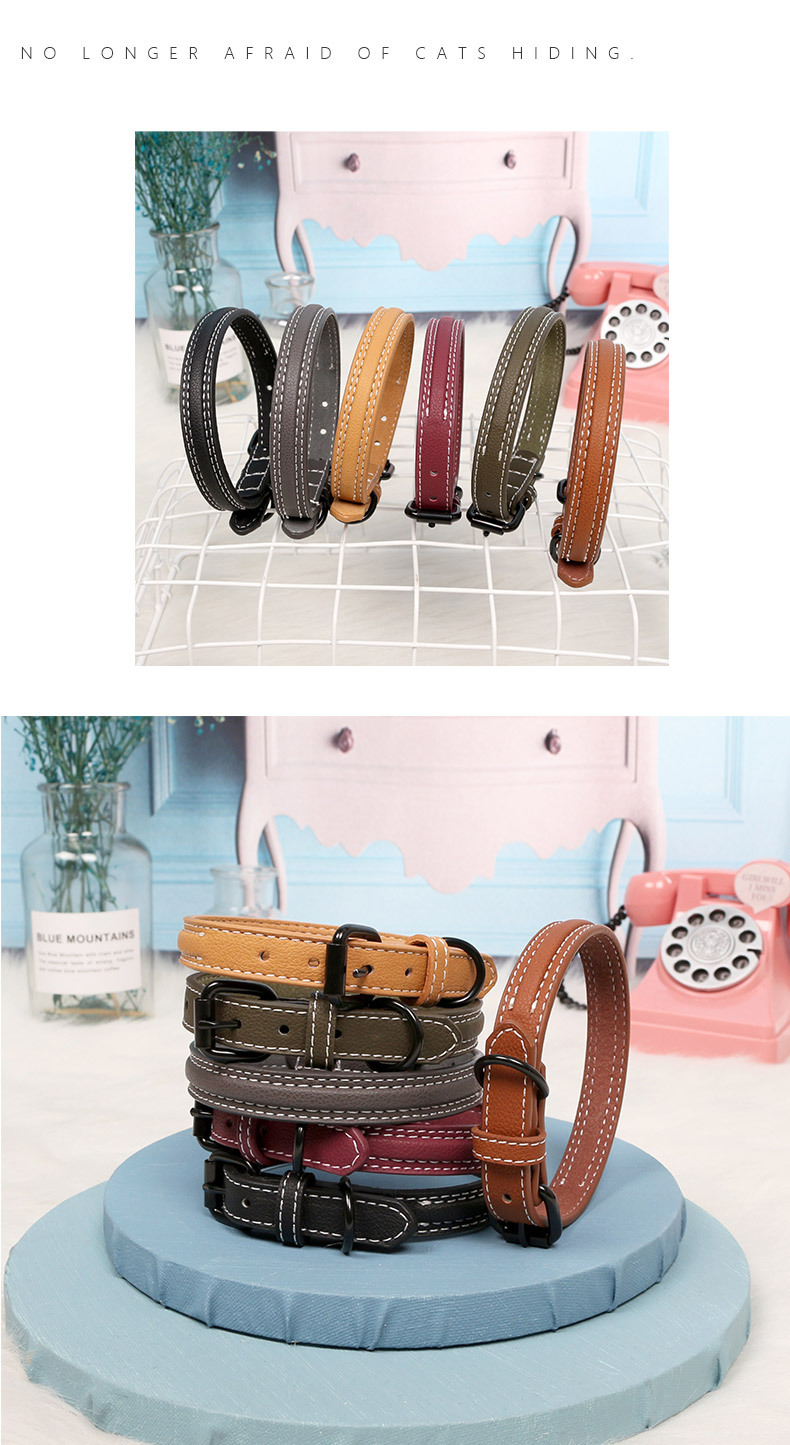 Pet Pu Leather Adjustable Collar Dog Cats Multi-size Collar Collars display picture 8