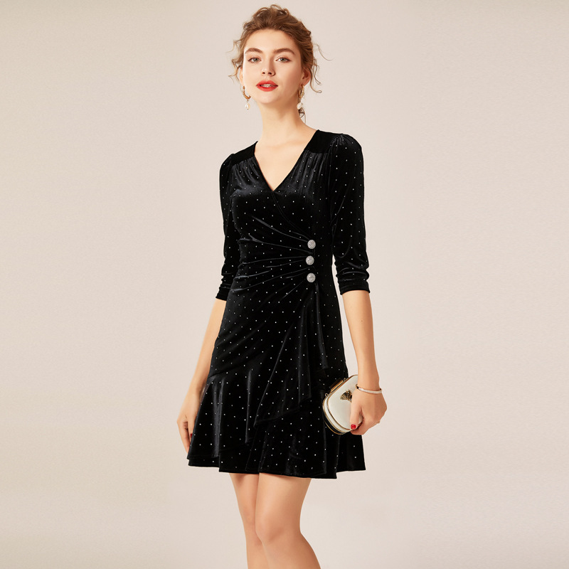 MJ2576秋季金丝绒连衣裙女