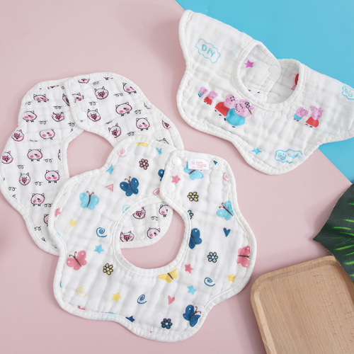 Kids' Bibs, Baby Cotton Bibs Wholesale from Manufacturer, Mother & Infant/Toddler Supplies – Petal-Shaped Saliva Towels & Feeding Bibs