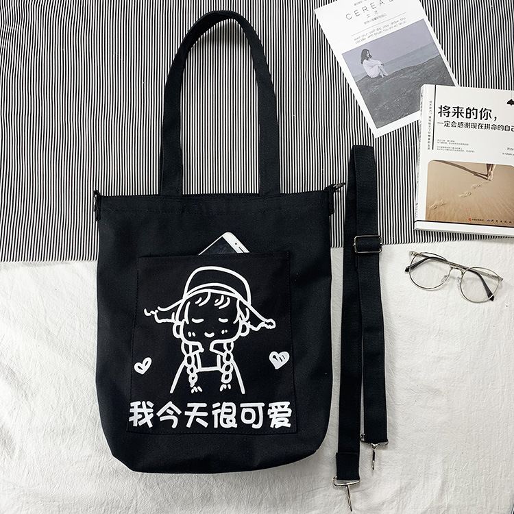 Bolso de lona femenino crossbody estudiante japonés versátil coreano Harajuku ulzzang chica ins hombro bolsa de mensajero de lona
