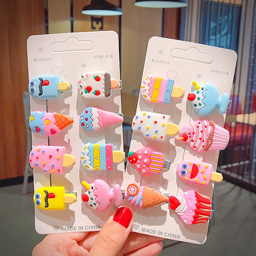 Children's bb hairpin little girl hairpin cute ice cream ice cream rainbow tiara broken hair bangs side clip princess