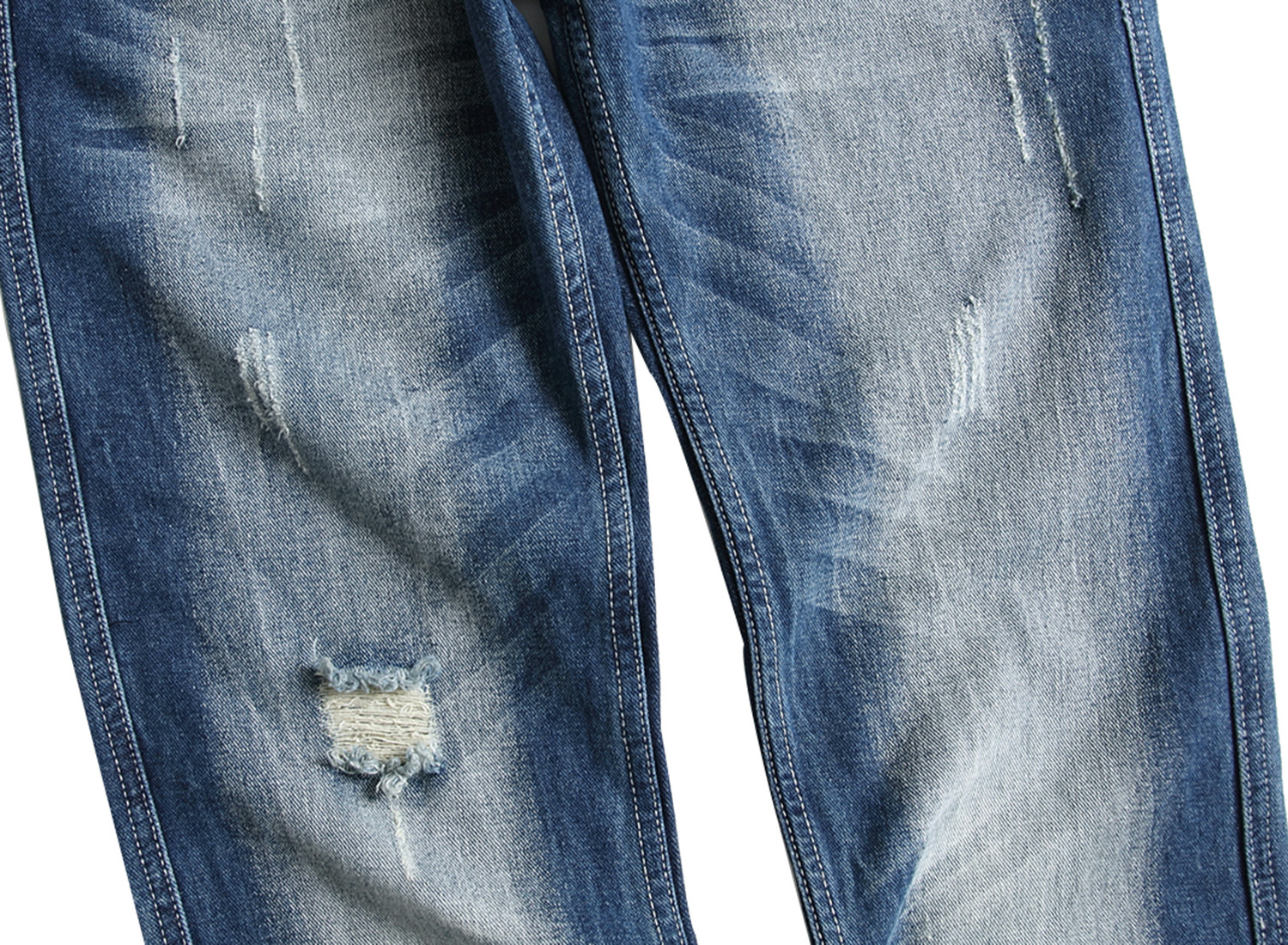 Jeans uomo slim fit gamba dritta strappati pantaloni denim_voghion.com