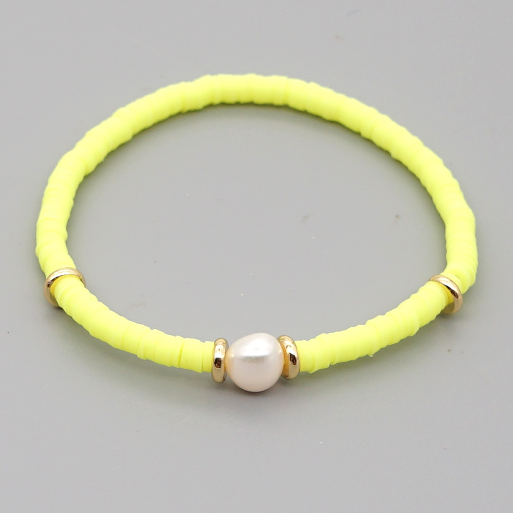 Fashion Bohemian Beach Style Natural Baroque Pearl Color Soft Ceramic Letter Bracelet For Women display picture 38