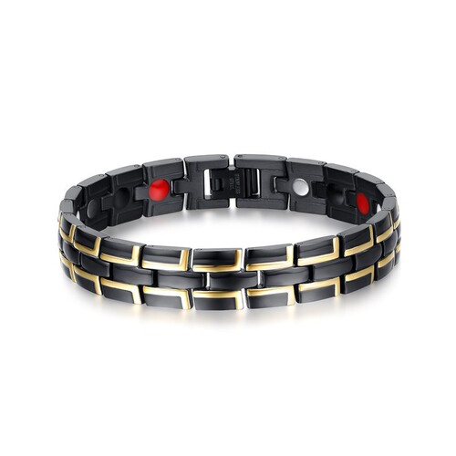 Dongguan Tengda Stainless Steel Bracelet Factory - Titanium Steel Mixed Gold Four-in-One Double Row Magnet Bracelet - Titanium Magnet Germanium Unisex Bracelet