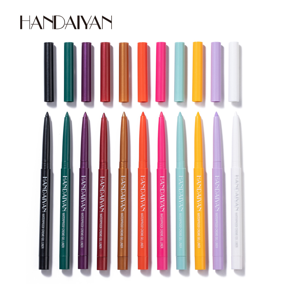 Cross border Amazon popular handaiyan 20 color pearlescent matte waterproof non haloing rotatable Eyeliner glue pen