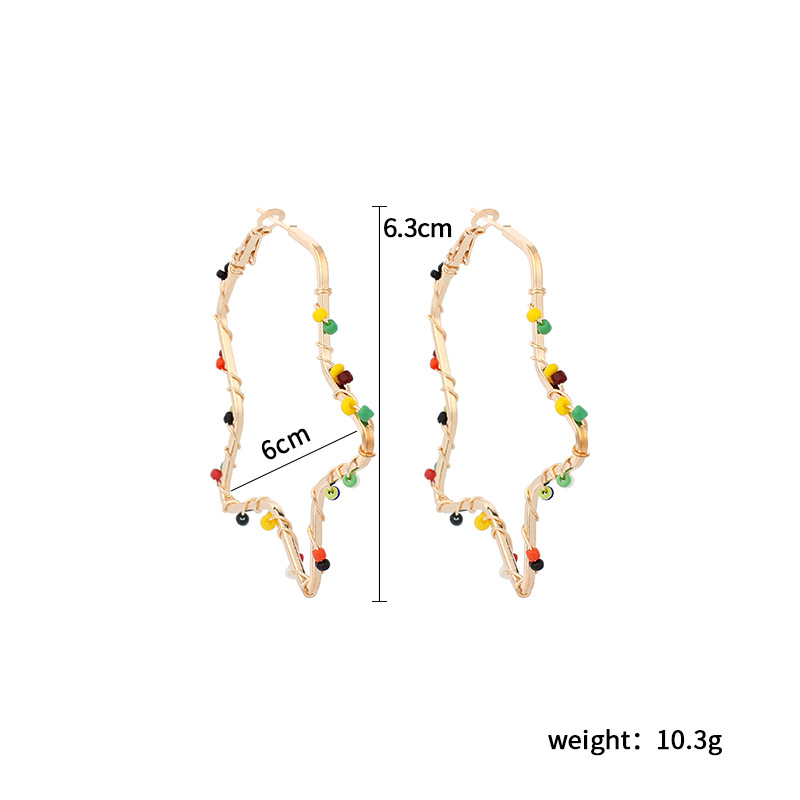 Exaggerated Five-pointed Star Hand-woven Rice Bead Ethnic Style Niche Star Earring For Women display picture 1