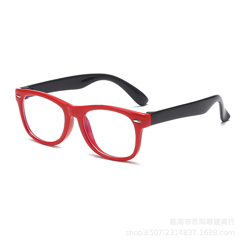 Hot-selling children's silicone anti-blue light glasses eye protection ultra-light students watch computer Mobile Phone anti-radiation flat glasses