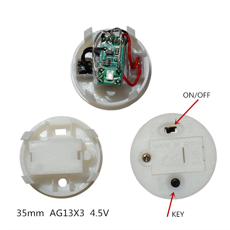 35mm带开关电池盒 带KEY按钮开关电池盒 迷你搪胶灯底座 小夜灯