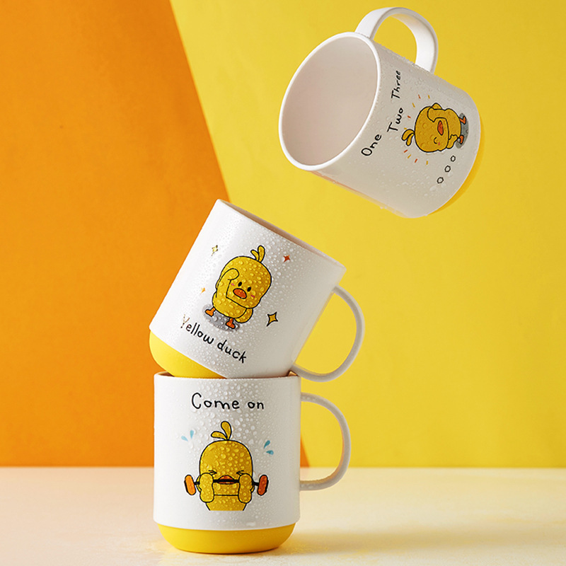 Yellow duck children Cups Cartoon Fall lovely household Toothbrush cup Shower Room Wash and rinse glass Plastic TOILET