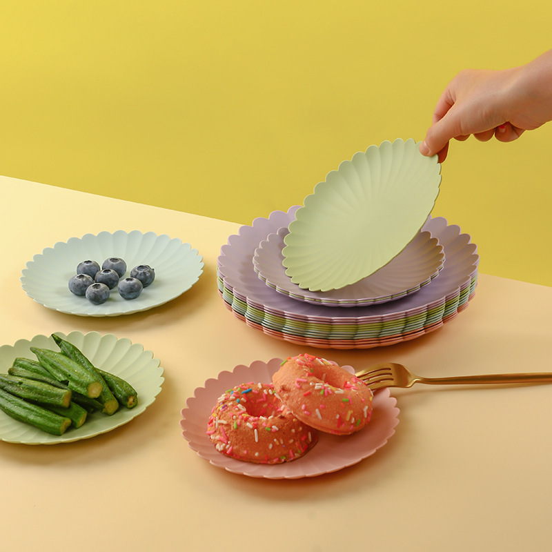 Plastic Dim Sum Cake Plate Dining Table Small Disc Household Spitting Bone Plate Creative Plastic Plate Snack Plate Garbage Plate