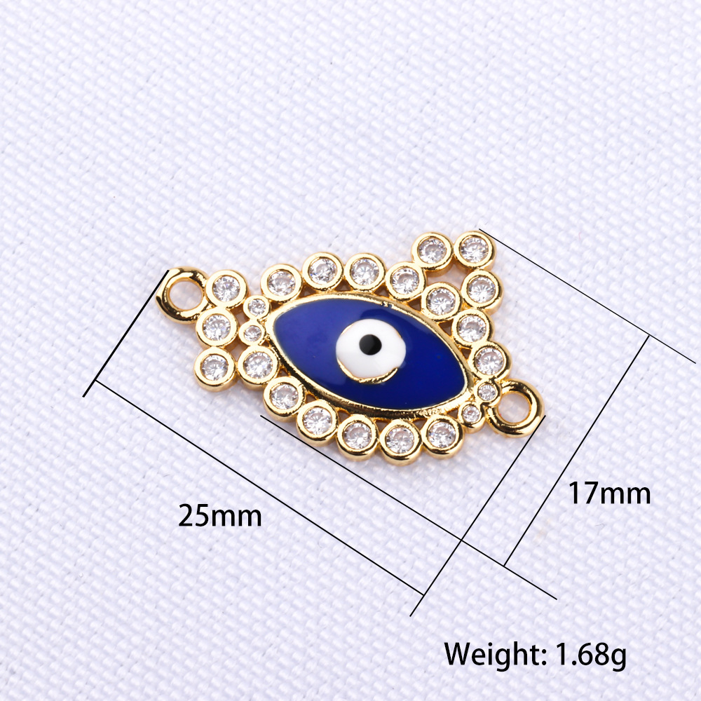 10 Pcs/package Simple Style Devil's Eye Palm Copper Plating Inlay Connector Jewelry Accessories display picture 5