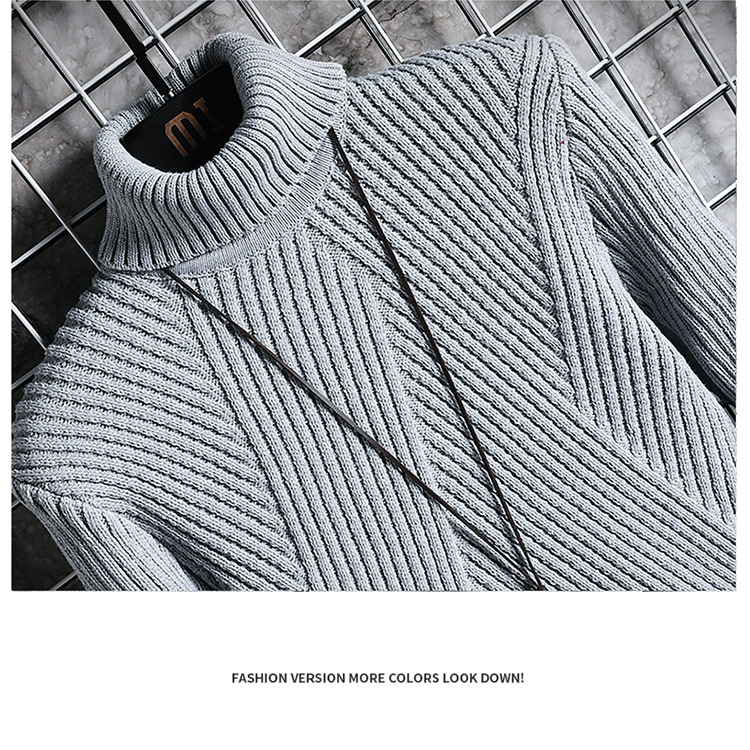 Herrenbekleidung Kurier Herbst und Winter Herren Rollkragenpullover Twill Jugend einfarbig Slim Fit trendiger dicker warmer Pullover_voghion.com