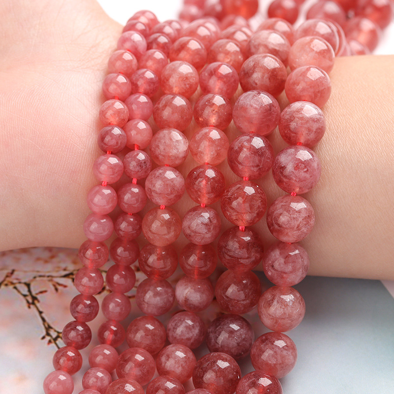 Natural Ice Seed Strawberry Crystal Scattered Round Beads Semi-finished display picture 2