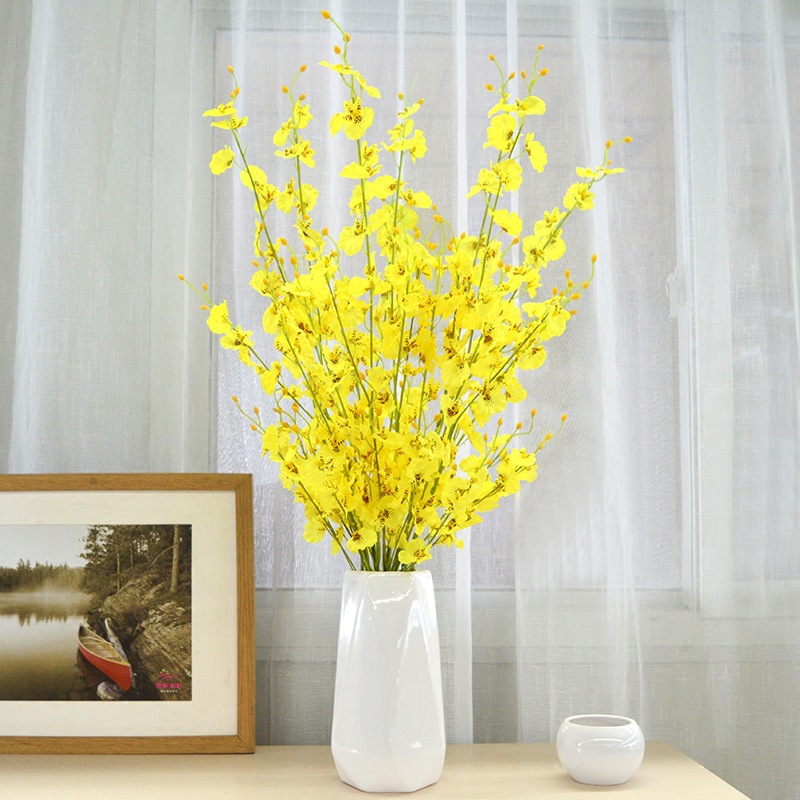 direct deal a living room bedroom simulation decorate Fabric art Silk flower Artificial flower Oncidium Five fork dance orchid yellow