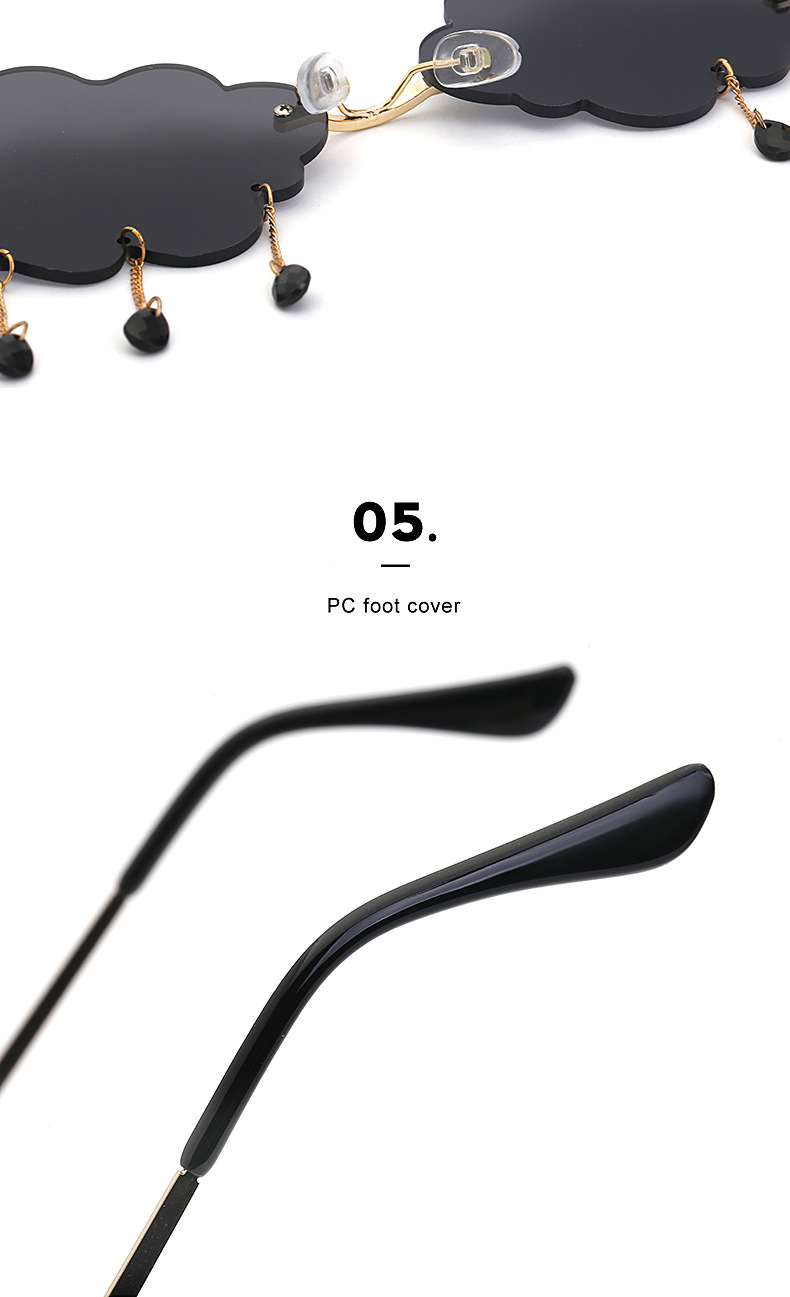 54g Weight Frameless Glasses Structure Glasses Classification UV400 Lens Material Polygon Glasses Style Party Occasion Clouds Pattern All Seasons Season Kid'S, Women'S Gender Fashion Style Dark Blue, Grey, Pink, Purple, Red, Blue, Yellow Color New Fashion Simple Style Pendant Cloud Sunglasses 9